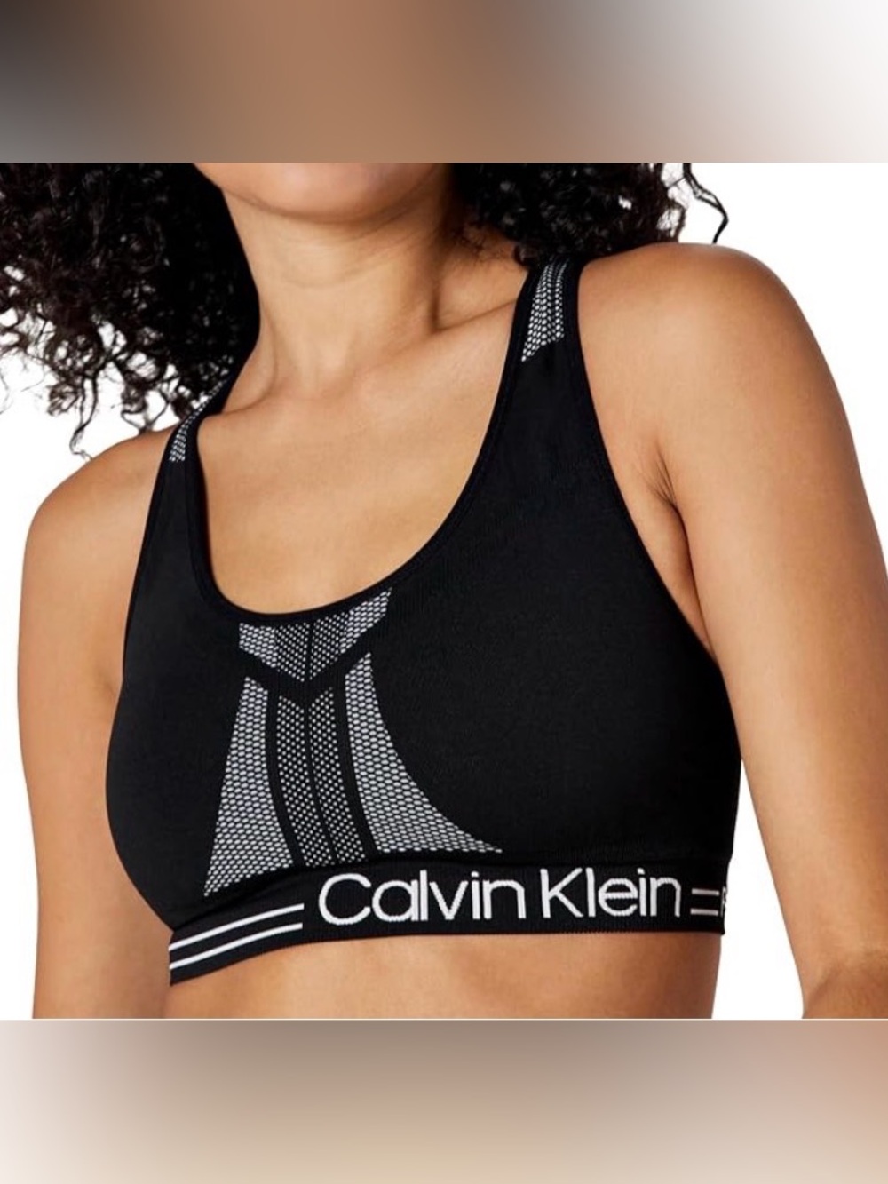 Calvin Klein Performance Seamless Reversible Sports Bra Gray Black Size Medium